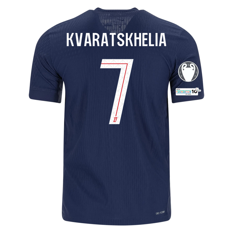 Nike Men's Kvaratskhelia Paris Saint-Germain Authentic Home Jersey 25/26 w/ Champions League Patches (Navy)