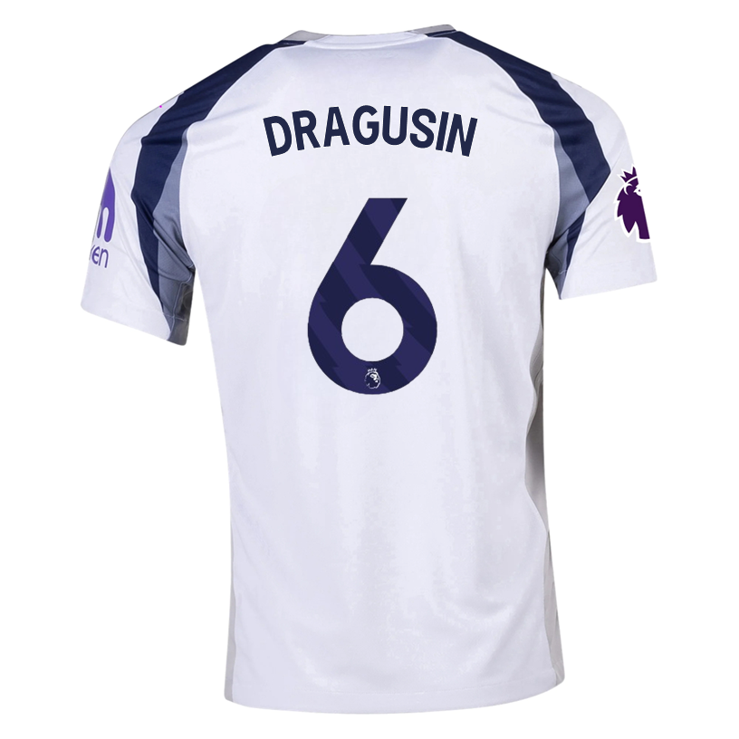 Nike Dragusin Tottenham Hotspurs Home Jersey w/ EPL + No Room For Racism Patch 25/26 (White/Iron/Binary Blue)