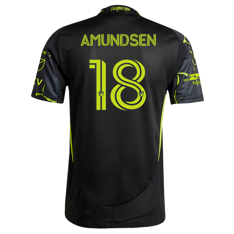 adidas Malte Amundsen Columbus Crew Authentic Away Jersey w/ MLS Patches 25/26 (Black/Yellow)