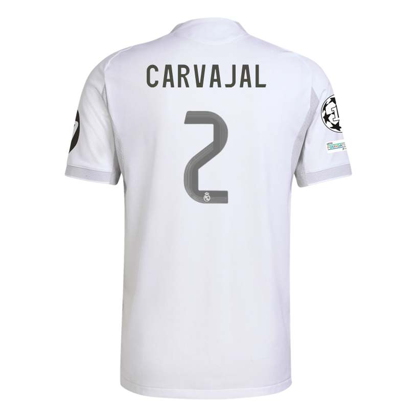 adidas Daniel Carvajal Ramos Real Madrid 25/26 Home Jersey w/ Champions League Patches (White)