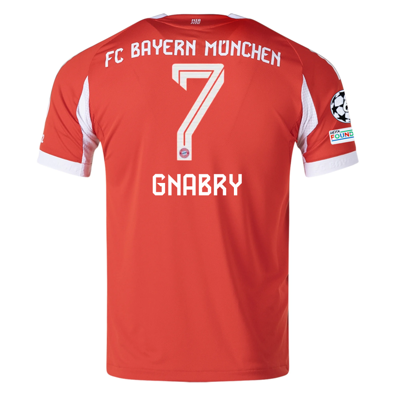 adidas Bayern Munich Gnabry Home Jersey w/ Champions League Patches 25/26 (Red)