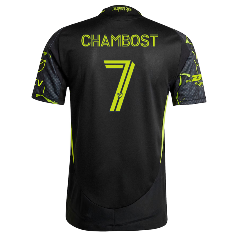 adidas Dylan Chambost Columbus Crew Authentic Away Jersey w/ MLS Patches 25/26 (Black/Yellow)