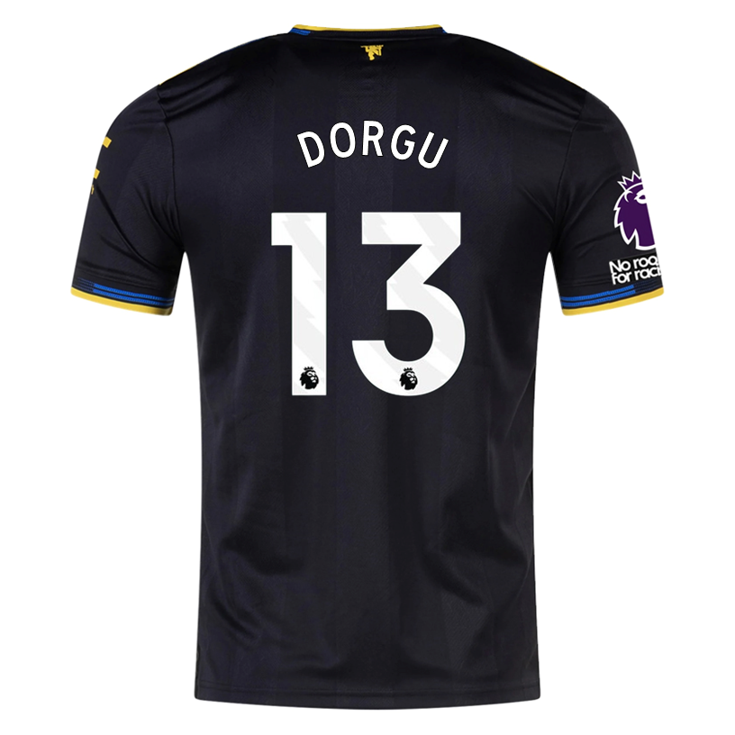 adidas Dorgu Men's Manchester United Authentic Third Jersey 25/26 w/ NRFR + EPL Patches (Black)