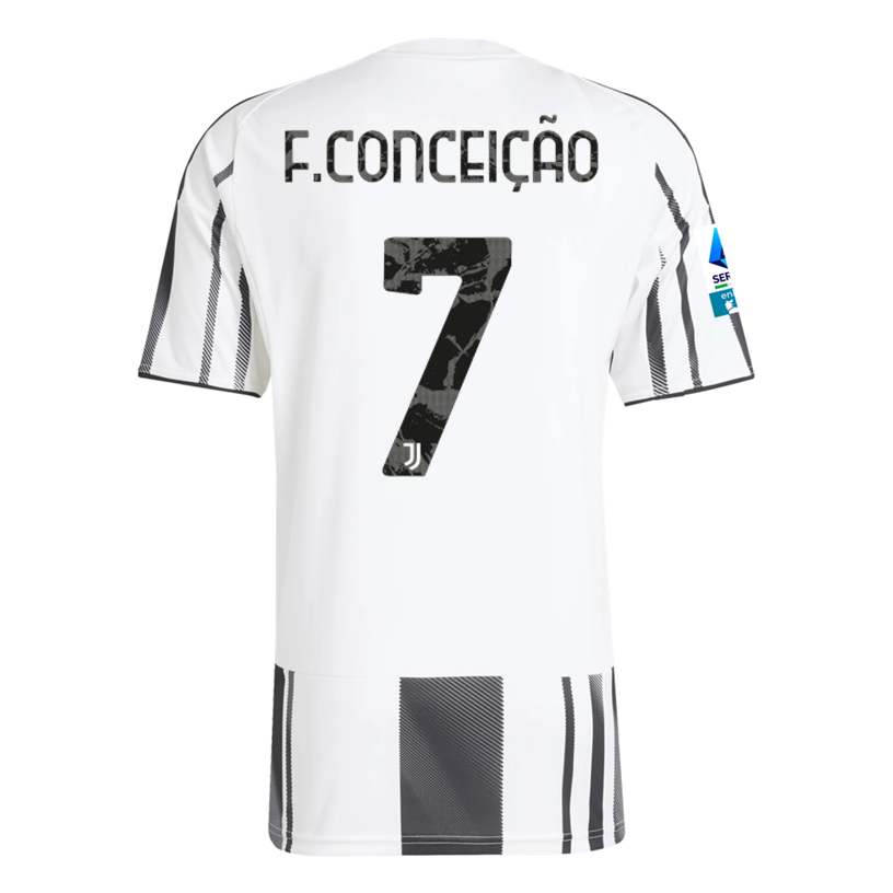 adidas Men's Juventus F.Conceicao Home Jersey w/ Serie A Patch 25/26 (White/Black/Pink)