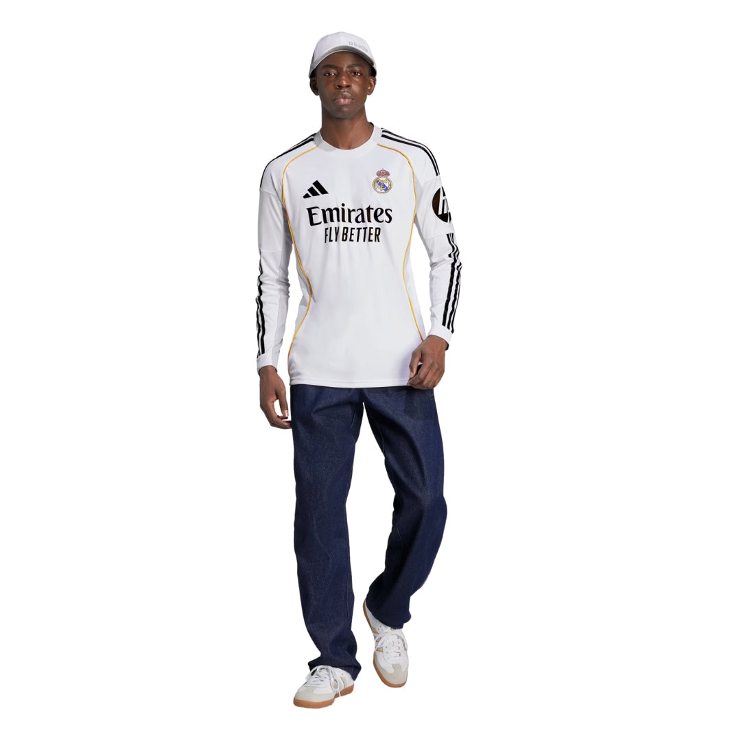 adidas Real Madrid Long Sleeve Home Jersey 25/26 (White)