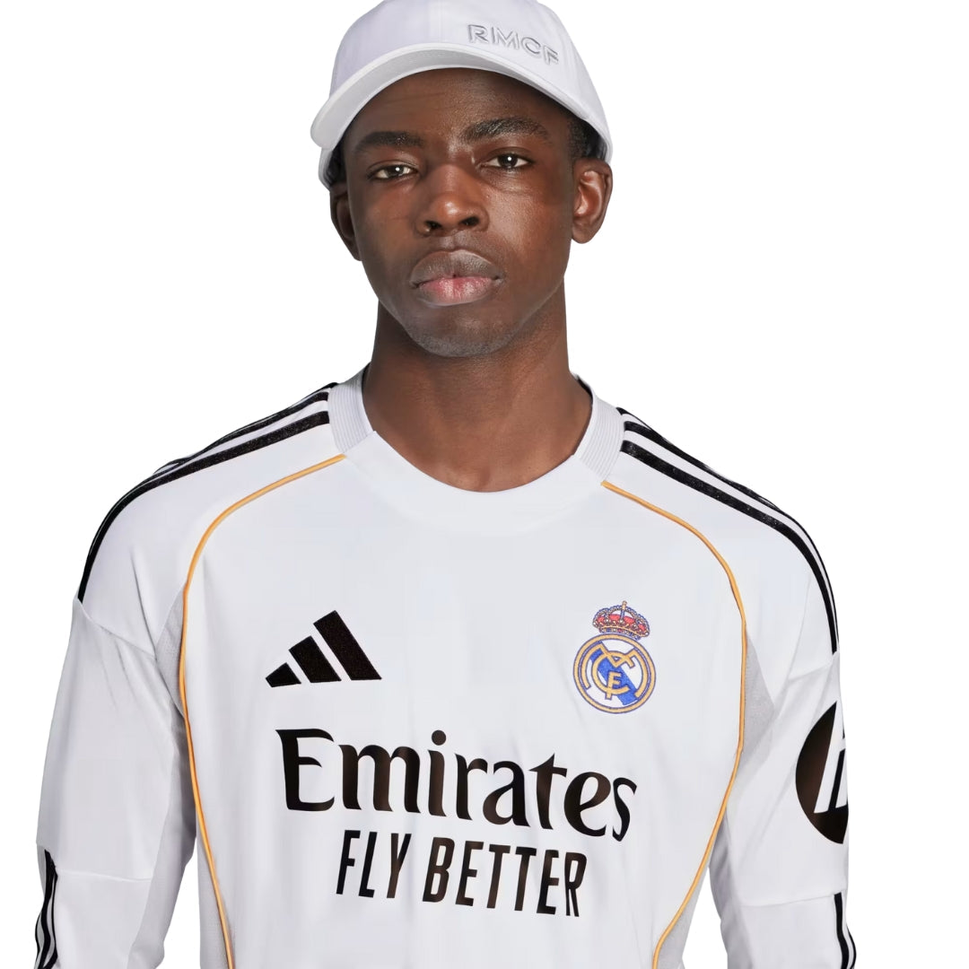 adidas Real Madrid Vini Jr Long Sleeve Home Jersey w/ Intercontinental + Champions League Patches 25/26 (White)