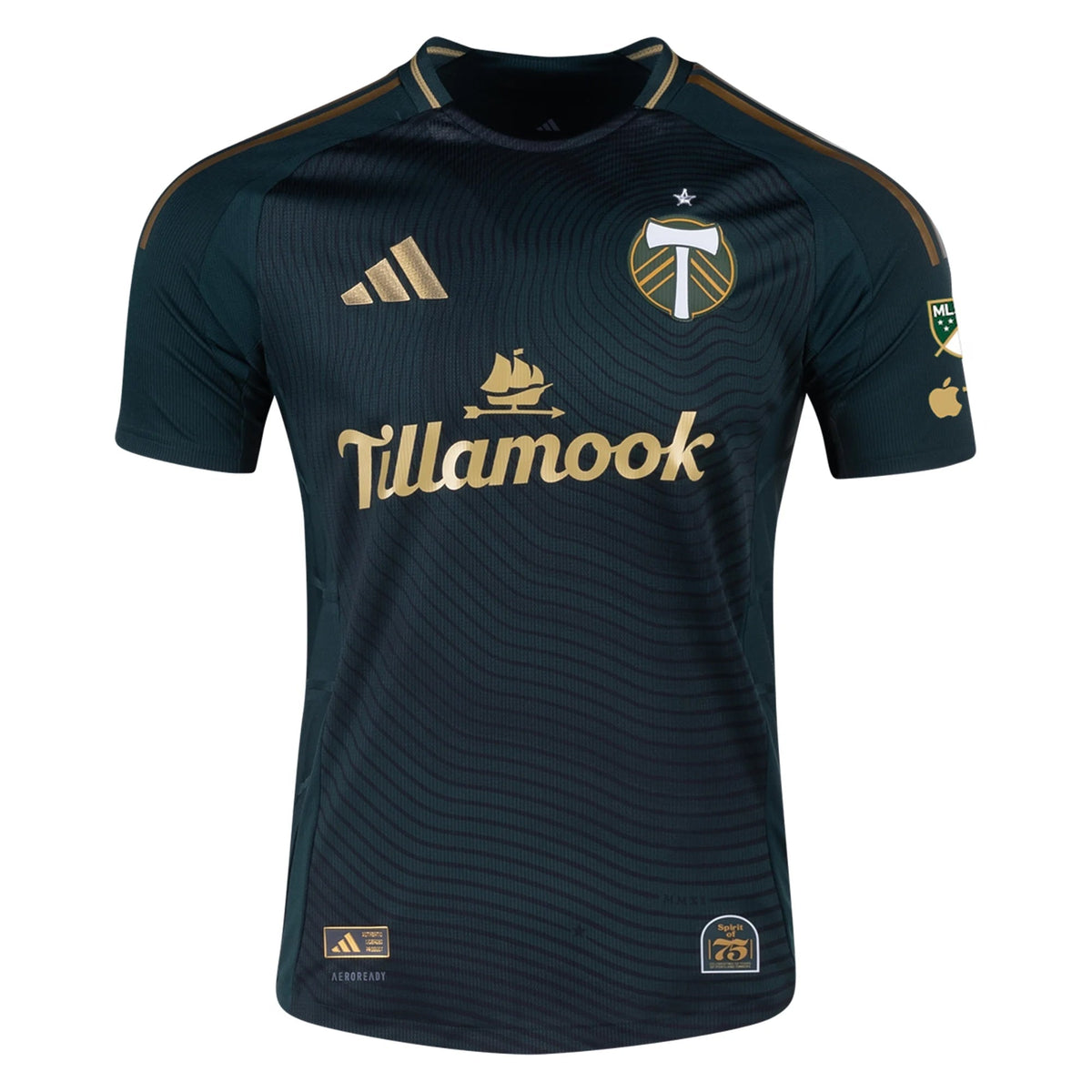 adidas Kamal Miller Portland Timbers Authentic Home Jersey w/ MLS & Apple Patch 25/26 (Green/Gold)