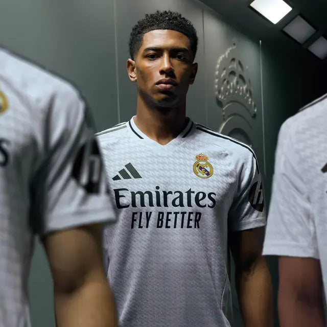 adidas MbappÃ© Real Madrid Authentic Home Jersey w/ La Liga Patches 24/25 (White/Black)