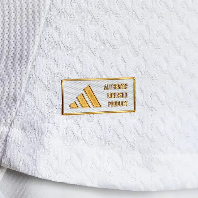 adidas Courtois Real Madrid Authentic Home Jersey w/ La Liga Patches 24/25 (White/Black)