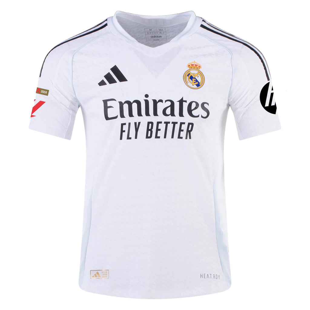 adidas Vallejo Real Madrid Authentic Home Jersey w/ La Liga Patches 24/25 (White/Black)