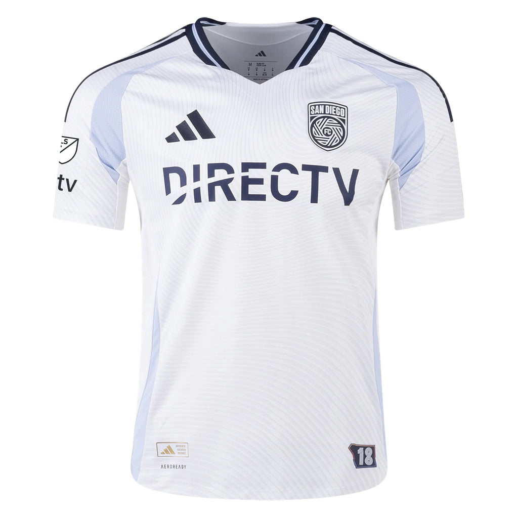 adidas San Diego FC Authentic Heine Bruseth Away Jersey 25/26 w/ MLS & Apple Patch (White)