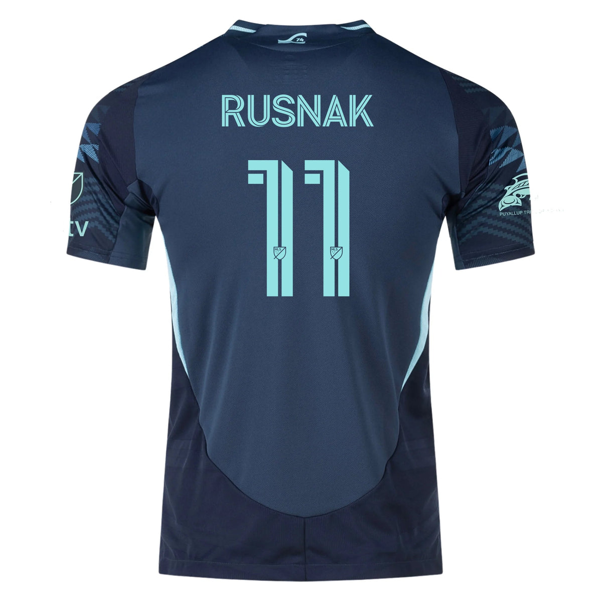 adidas Albert Rusnak Seattle Sounders Authentic Away Jersey 25/26 w/ MLS Patches & Sponsor (Aura Ink)