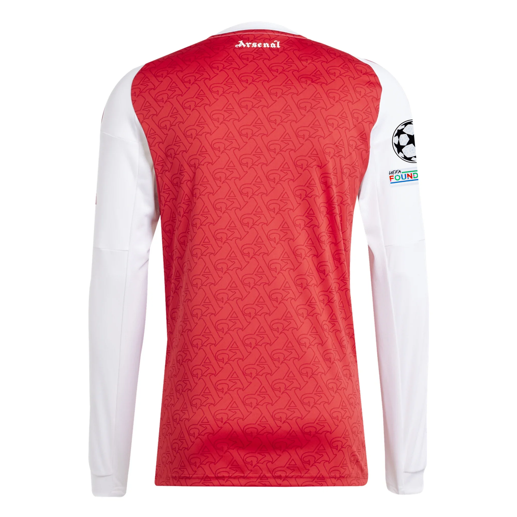 adidas Arsenal Long Sleeve Home Jersey w/ Champions League Patches 25/26 (Better Scarlet/White)