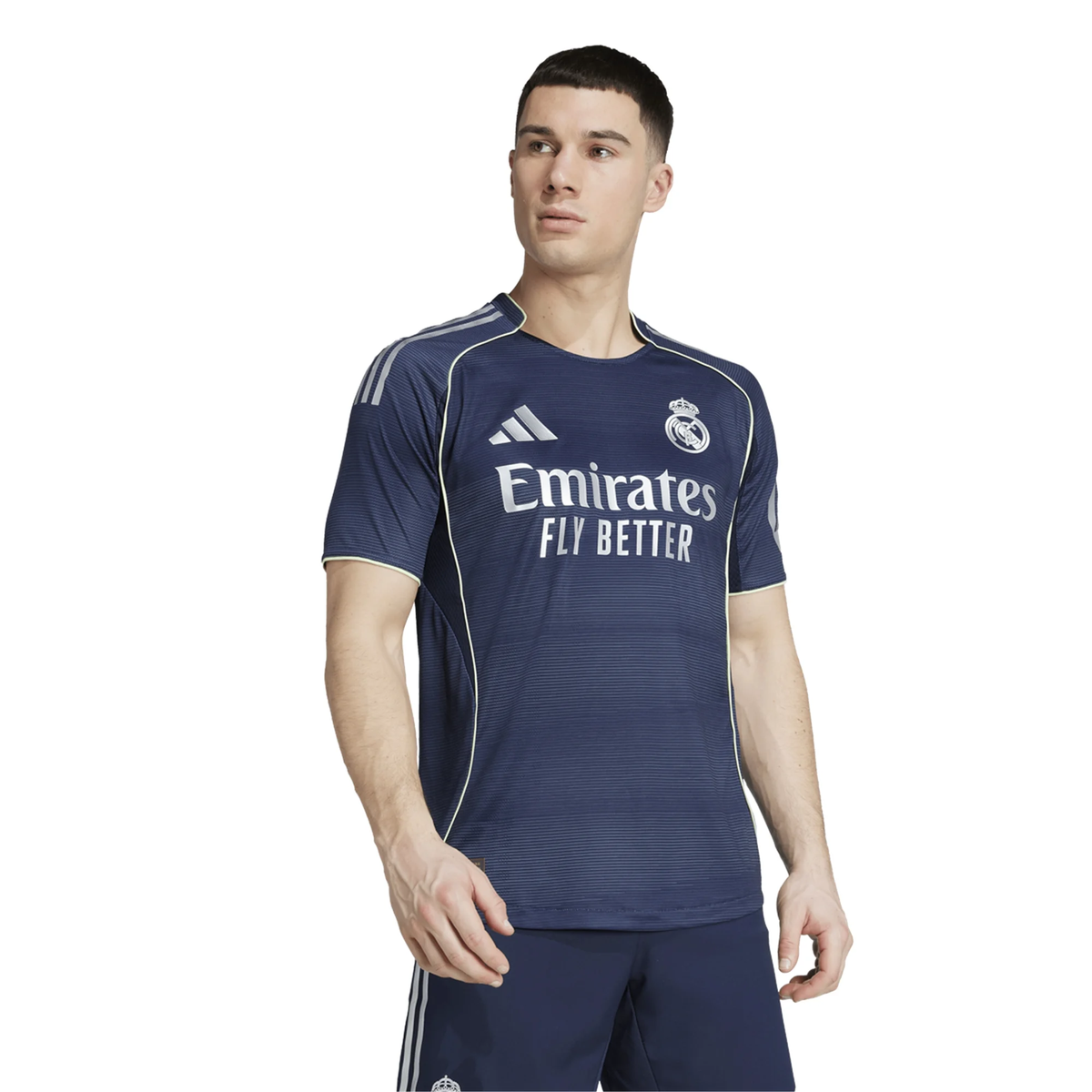 adidas Kylian Mbappe Real Madrid Authentic Away Jersey 25/26 w/ Champions League Patches (Legend Ink)