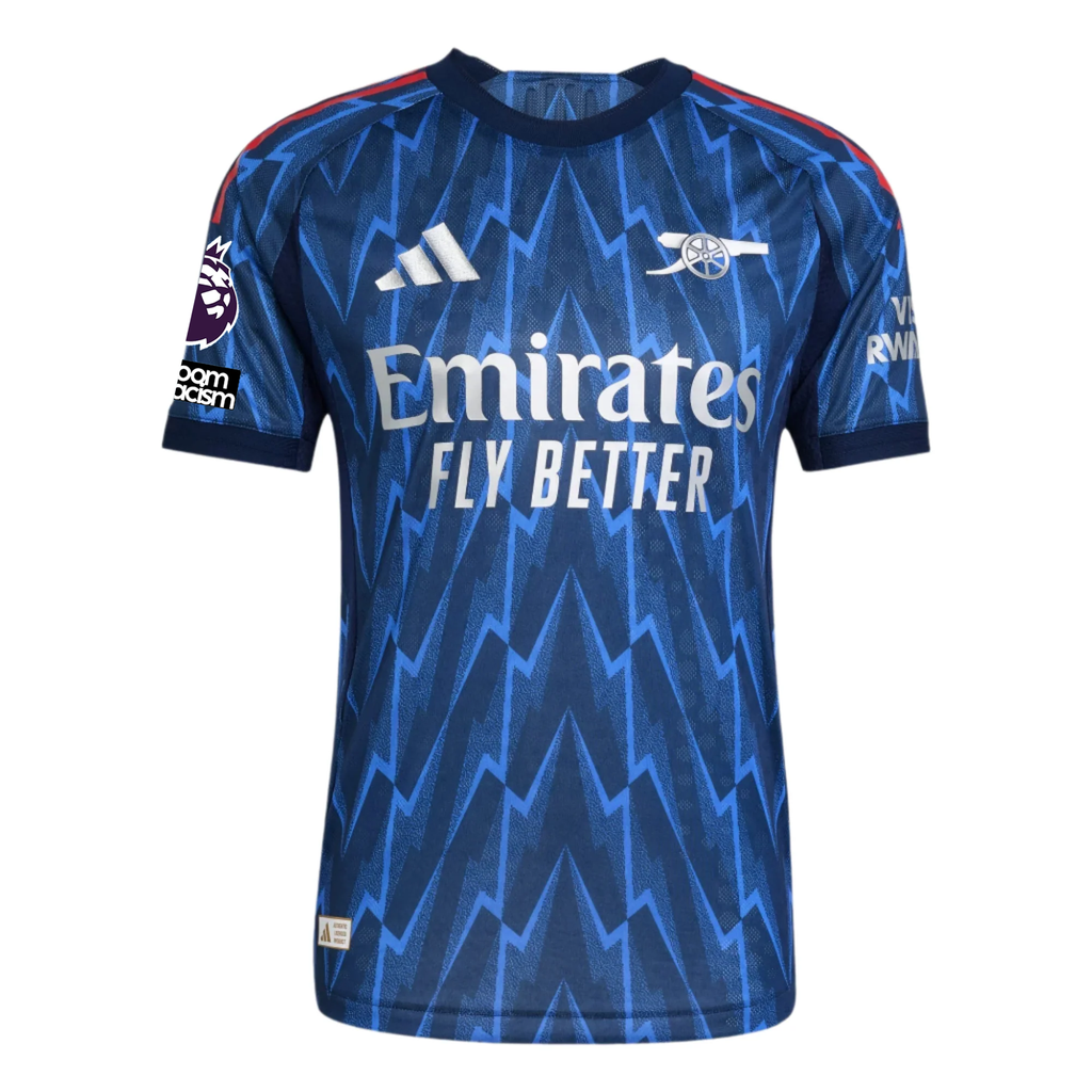 adidas Arsenal Authentic Martin Ã˜degaard Away Jersey w/ EPL + No Room For Racism 25/26 (Indigo/Silver)
