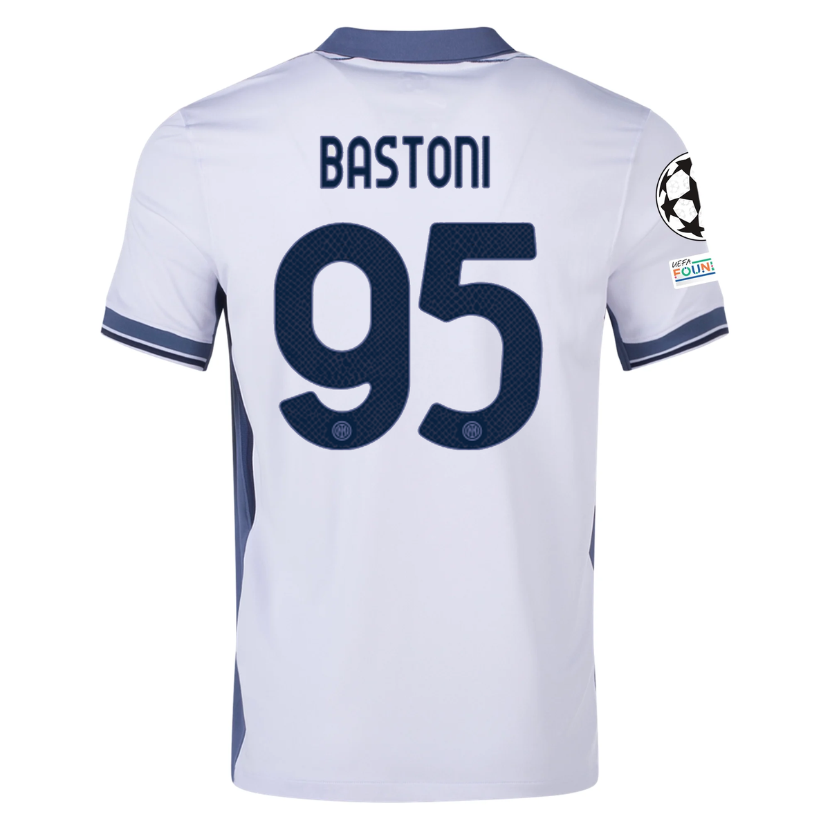 Nike Inter Milan Alessandro Bastoni Away Jersey w/ Champions League + Scudetto Patch 24/25 (Summit White/Iris Whisper)
