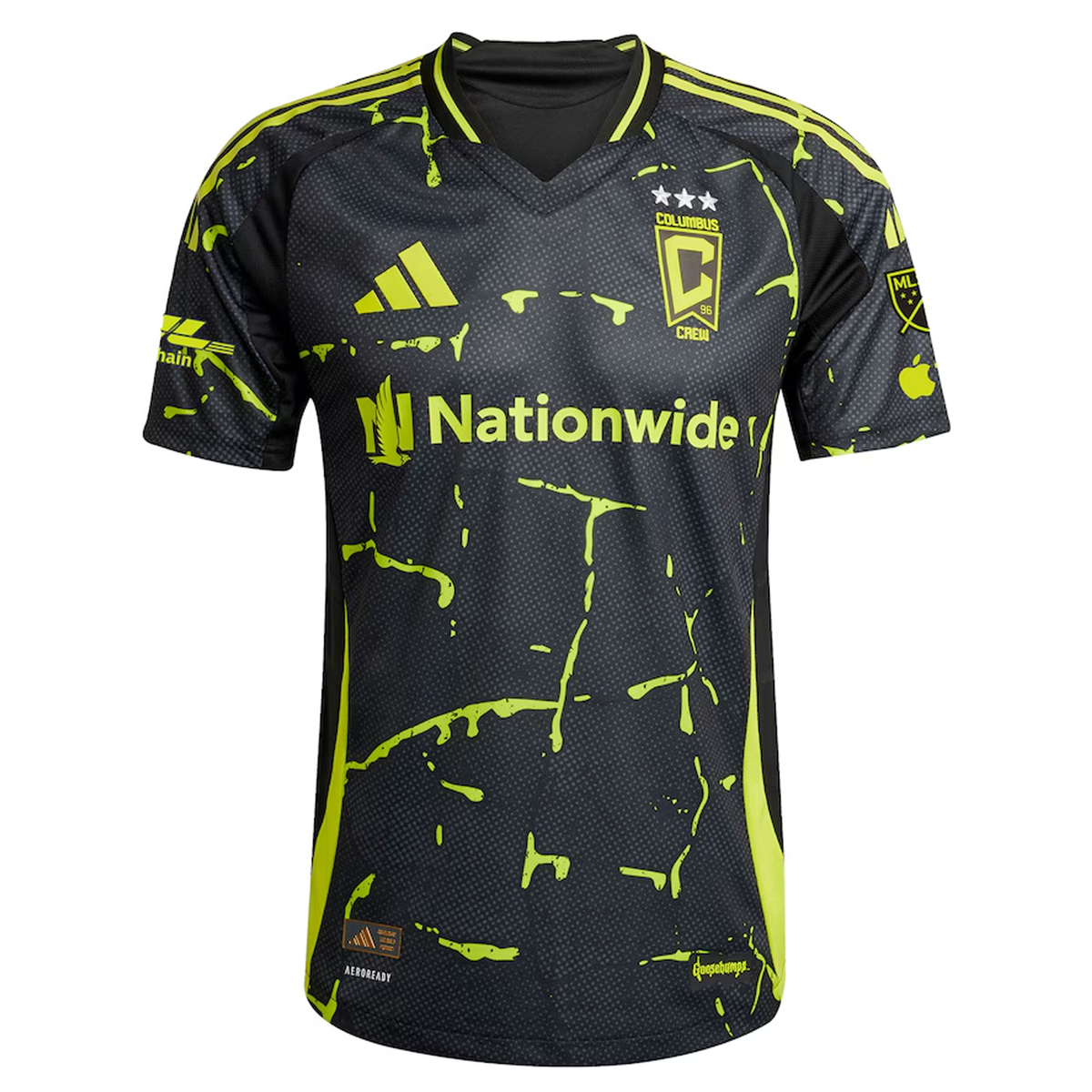 adidas Derrick Jones Columbus Crew Authentic Away Jersey w/ MLS Patches 25/26 (Black/Yellow)