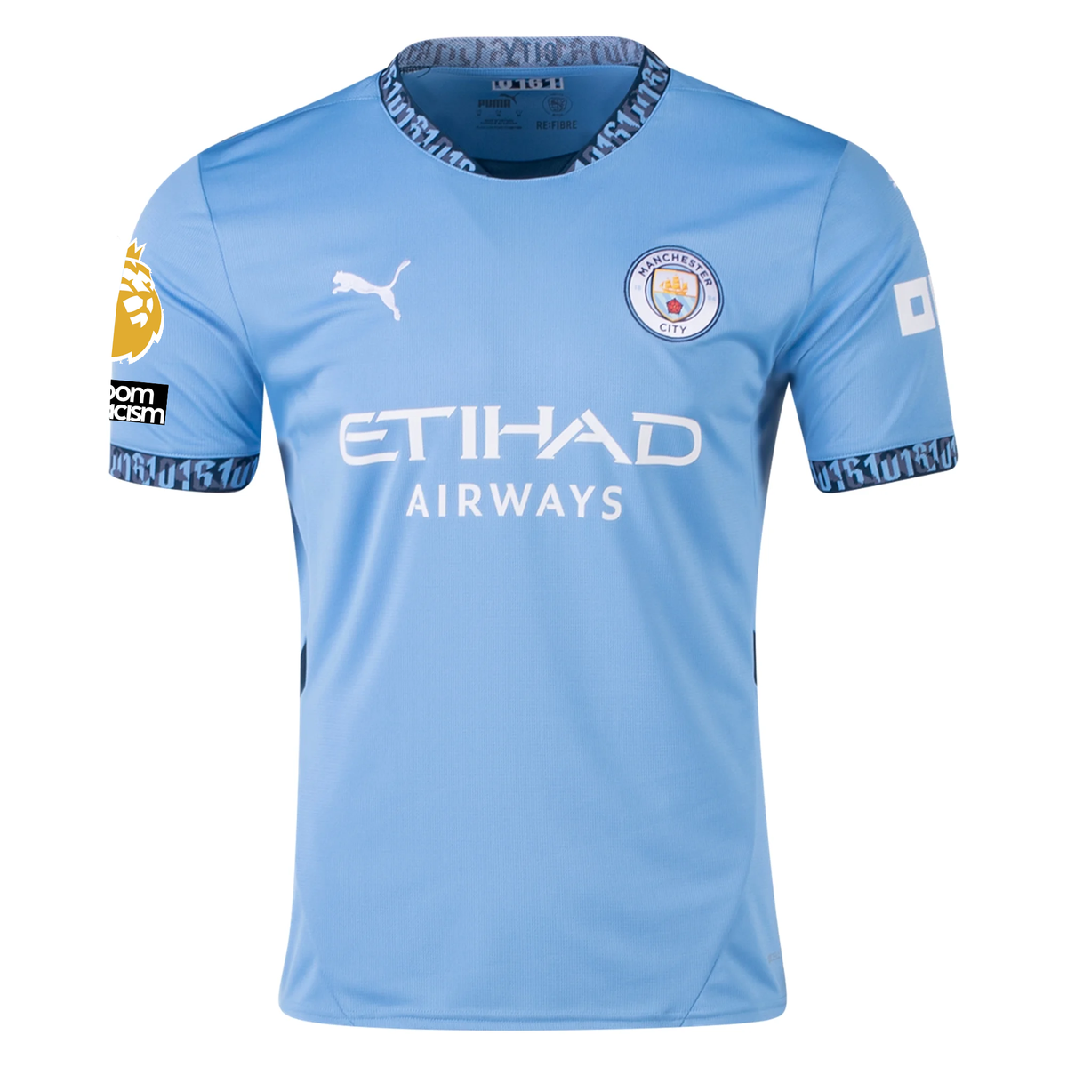 Puma Manchester City RÃºben Dias Home Jersey w/ EPL + No Room For Racism + Club World Cup Patches 24/25 (Team Light Blue/Marine Blue)