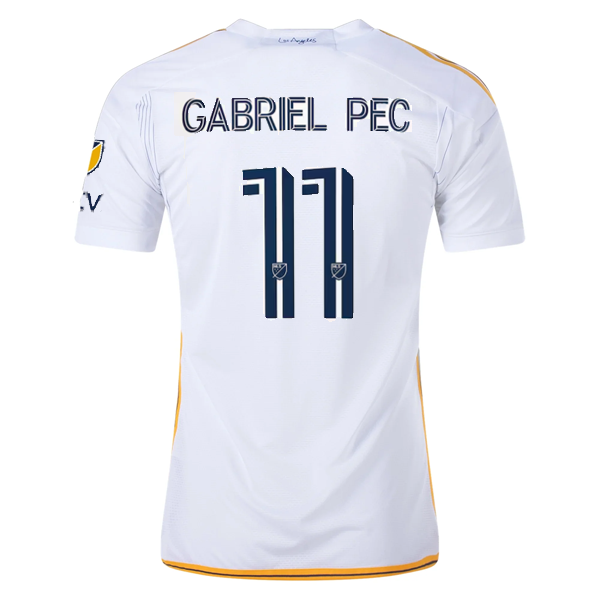 adidas LA Galaxy Gabriel Pec Home Jersey w/ MLS + Apple TV Patches 24/25 (White/Yellow/Navy)