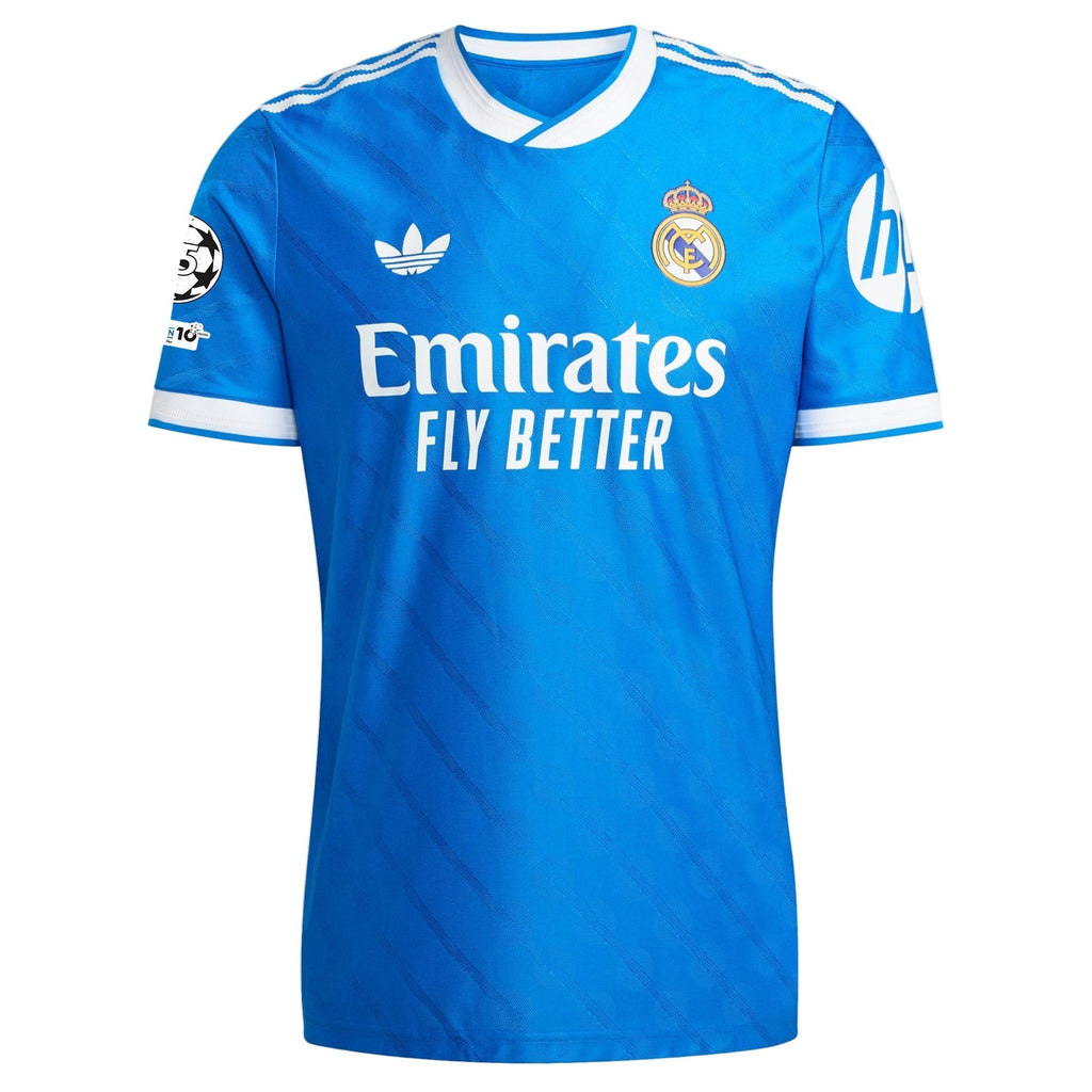 adidas Men's E. Militao Real Madrid 25/26 Authentic Third Jersey w/ Champions League Patches (Blue)