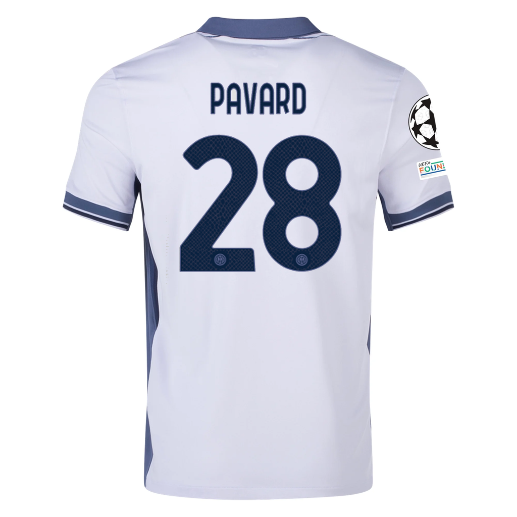Nike Inter Milan Benjamin Pavard Away Jersey w/ Champions League + Scudetto Patch 24/25 (Summit White/Iris Whisper)