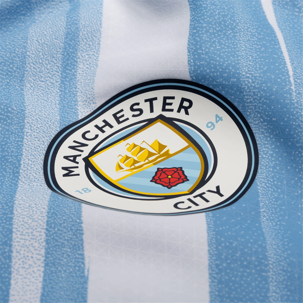 Puma Manchester City Authentic Stones Home Jersey w/ Champions League Patches 25/26 (Team Light Blue/White)