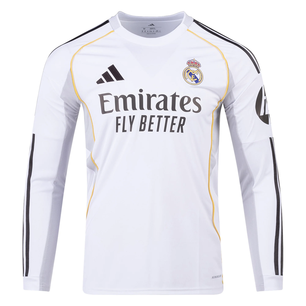 adidas Real Madrid Long Sleeve Home Jersey 25/26 (White)