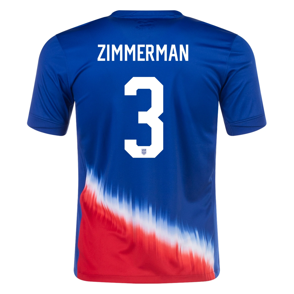 Nike Mens United States Walker Zimmerman Away Jersey 24/25 (Old Royal/Sport Red)